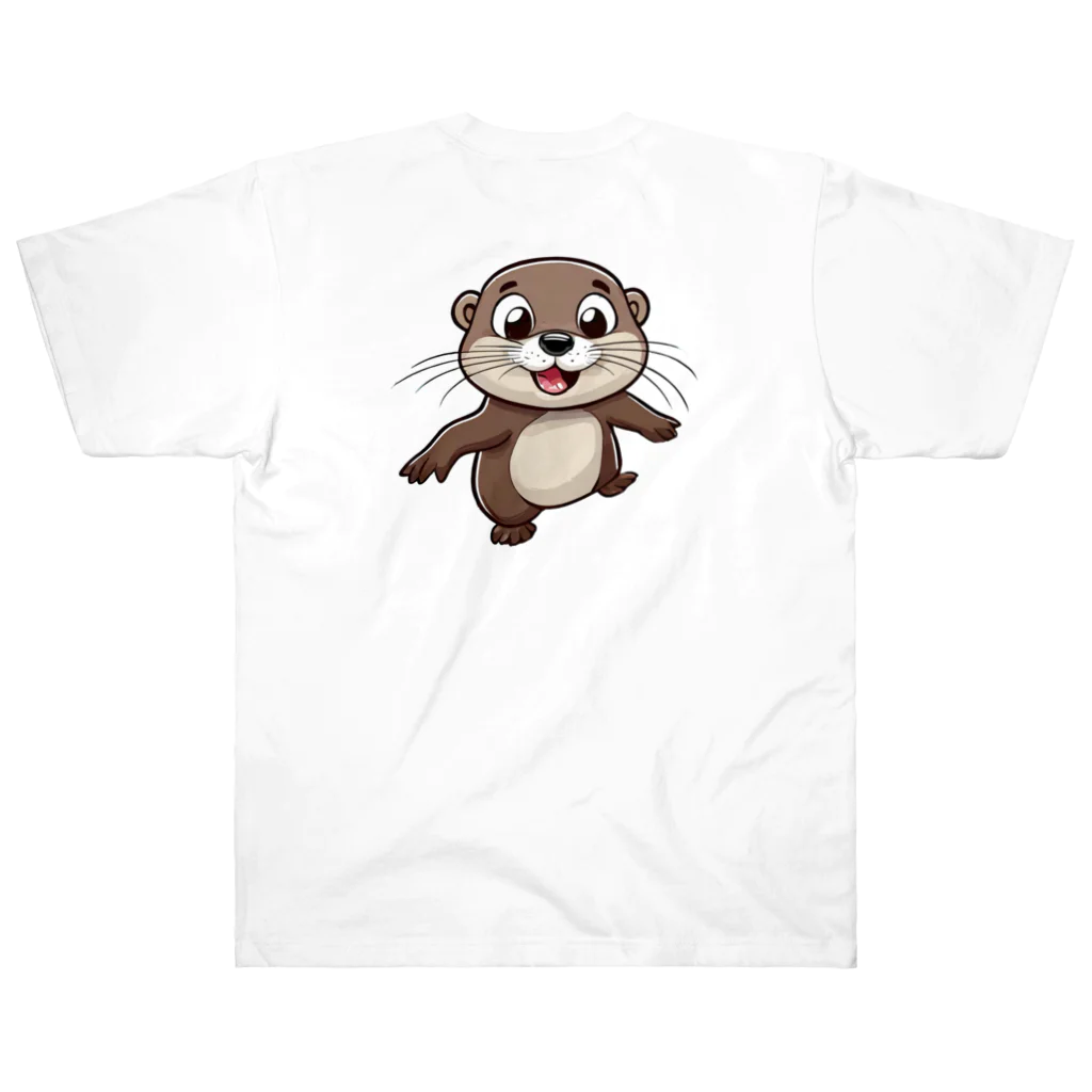 いろは物語のコツメカワウソがツーリング ヘビーウェイトTシャツ