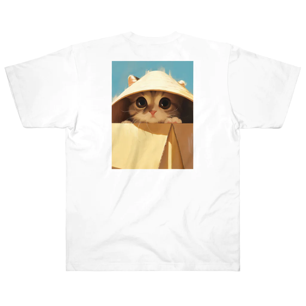 AQUAMETAVERSEの箱からのぞいている子猫　ラフルール　1859 ヘビーウェイトTシャツ