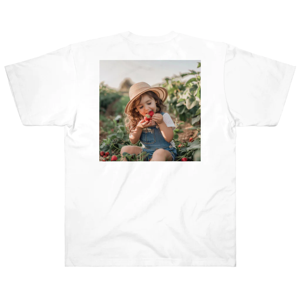 AQUAMETAVERSEの苺狩りで口にほうばんでいる女の子　ラフルール　1859 Heavyweight T-Shirt