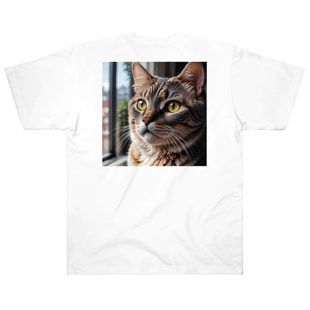 akatonbo1240の飼い主と愛情深いコミュニケーションを楽しむかわいいネコの姿🐱 ヘビーウェイトTシャツ