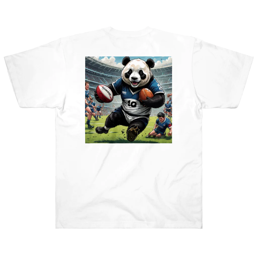 Panda Art Galleryのラグビーパンダ ヘビーウェイトTシャツ