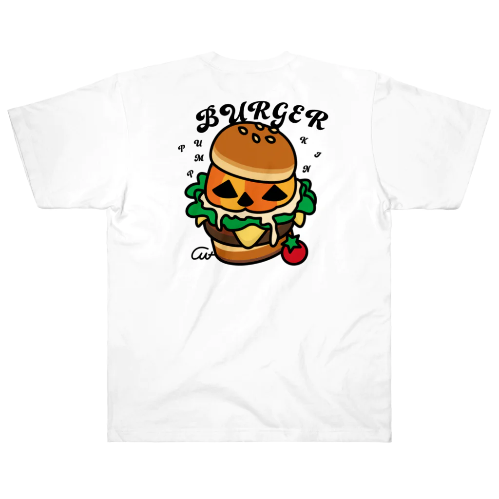 イラスト MONYAAT のバックプリント　バーガー ヘビーウェイトTシャツ