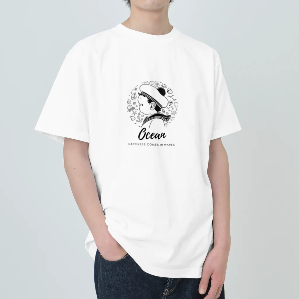 Esaki 絵本店の【海の生き物がいっぱい】水兵さん ヘビーウェイトTシャツ