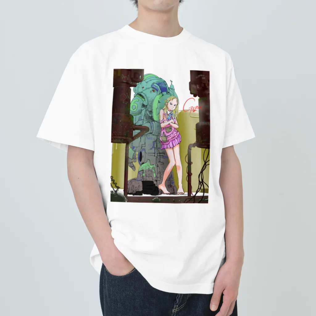 Gazouのアイテムショップのロボットと少女 Heavyweight T-Shirt