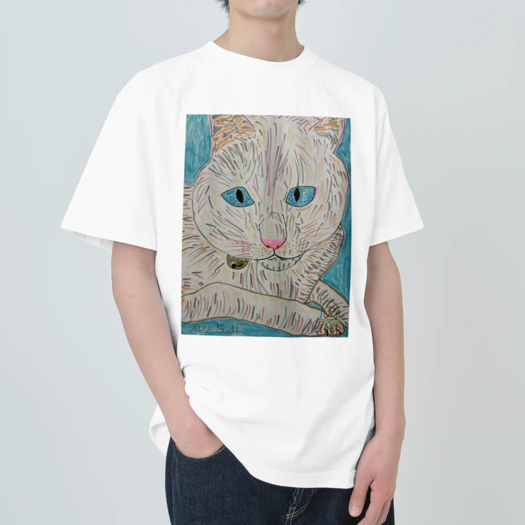 エド・ワード【江戸鉾の愛殿原】。の白猫 Heavyweight T-Shirt