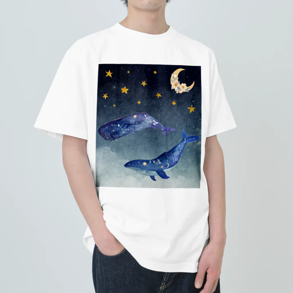 NEONEONの夜を泳ぐクジラ ヘビーウェイトTシャツ