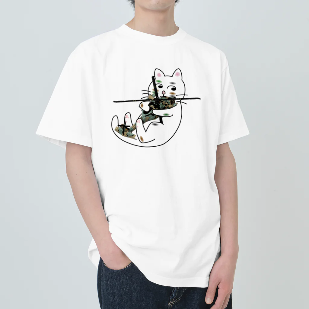 Y.T.S.D.F.Design　自衛隊関連デザインの猫 ヘビーウェイトTシャツ