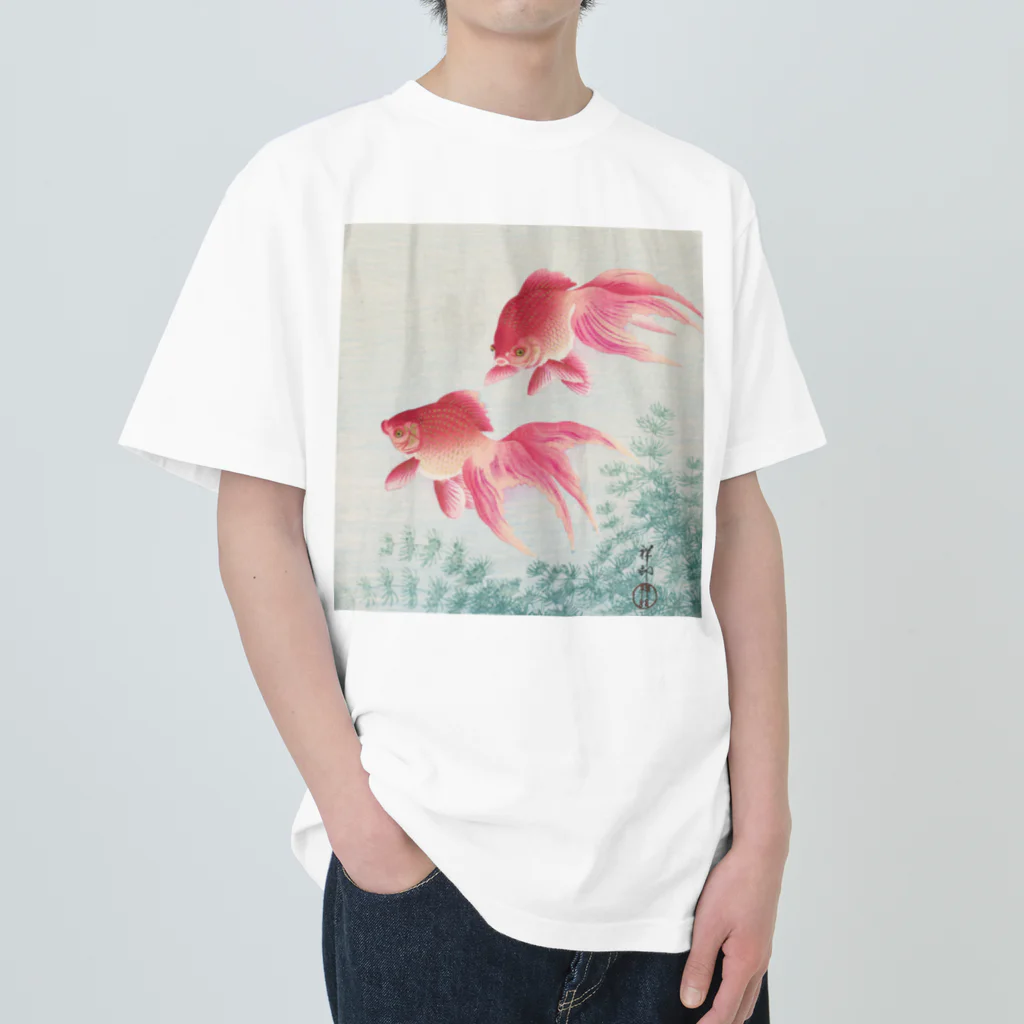 寿めでたや(ukiyoe)の日本画:小原古邨_金魚二匹 Heavyweight T-Shirt