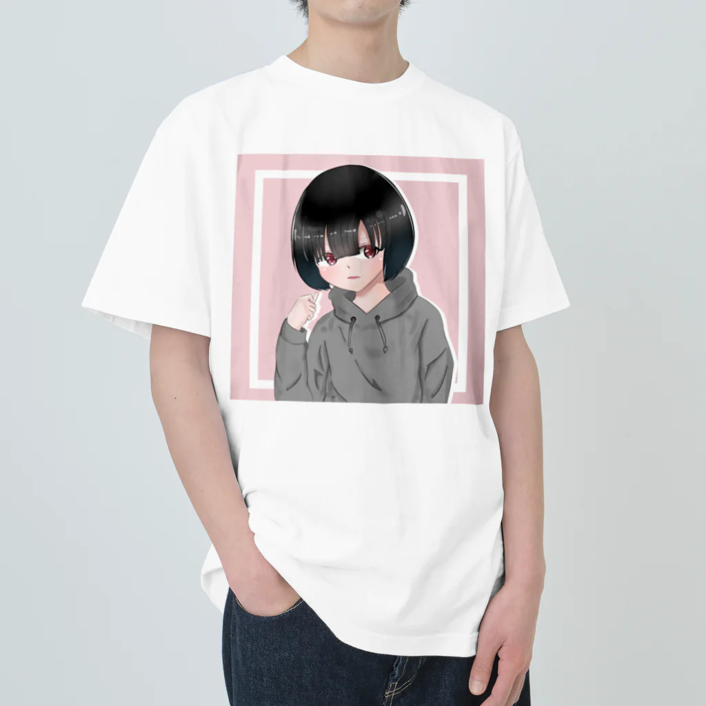 癒しの場所のパーカー姿の女の子 Heavyweight T-Shirt