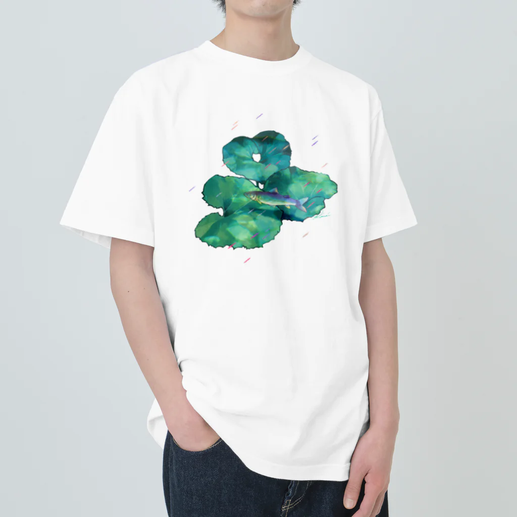 rakkosoda / コマイの葉っぱと魚と雨 ヘビーウェイトTシャツ