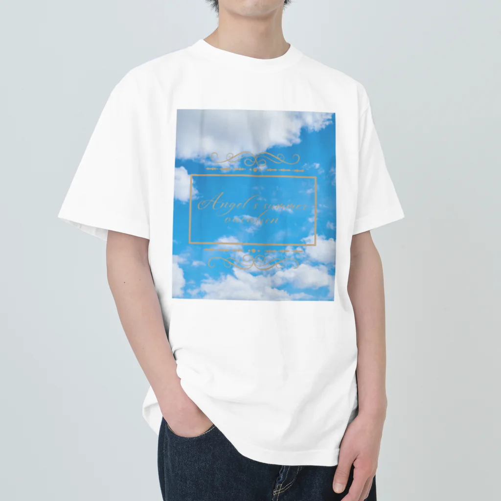 ゆにねこ惑星のପ天使の夏休みଓ青空旅行 ヘビーウェイトTシャツ