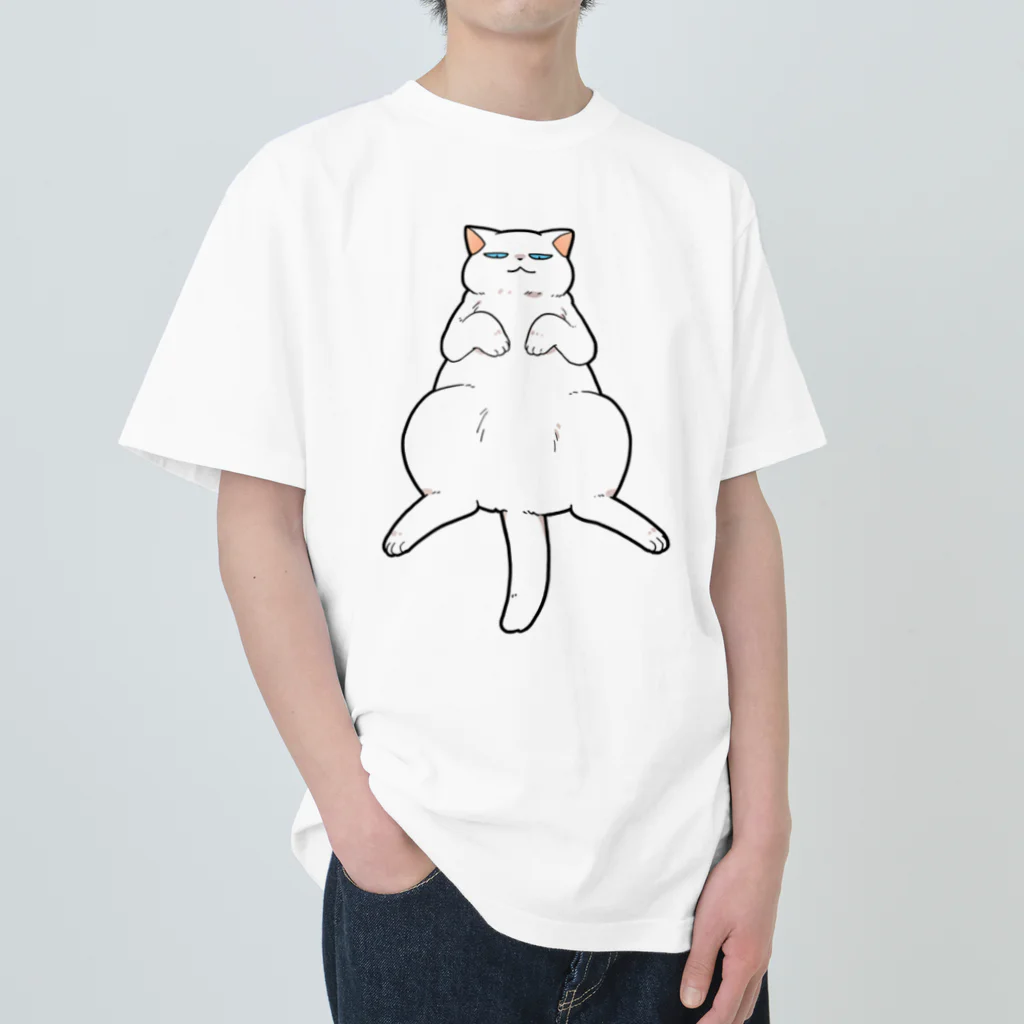 OSORAのおなか丸出し猫 ヘビーウェイトTシャツ