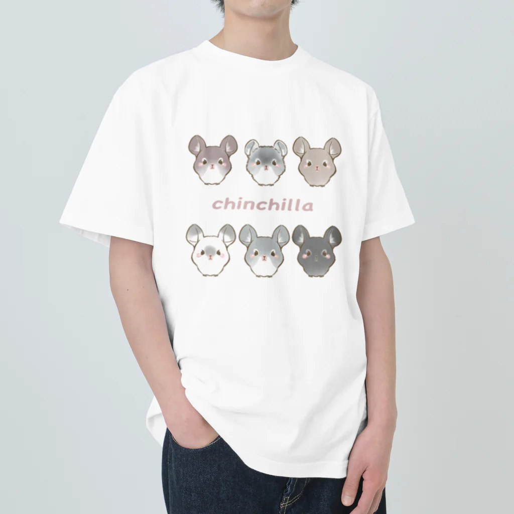 moca's  atelierのポップコーンチンチラ Heavyweight T-Shirt