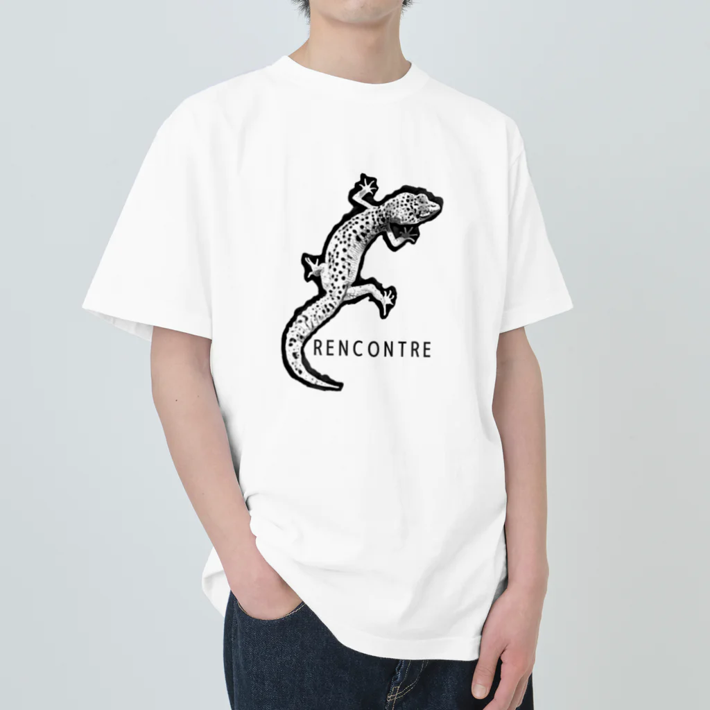 rencontre reptiles　ランコントルレプタイルズのレオパ　スノーエニグマエクリプス　モノクロ Heavyweight T-Shirt