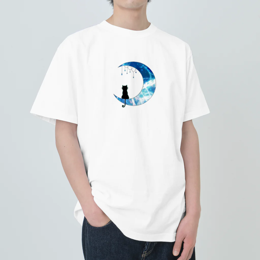 ナツのバスタブのネコの月 Heavyweight T-Shirt