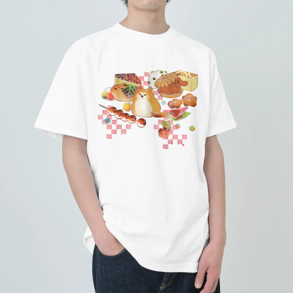 透月糖花のもふもふ和菓子ちゃん Heavyweight T-Shirt