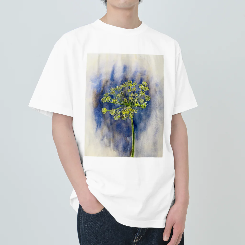 あおニャーマンの植物画着彩2 ヘビーウェイトTシャツ