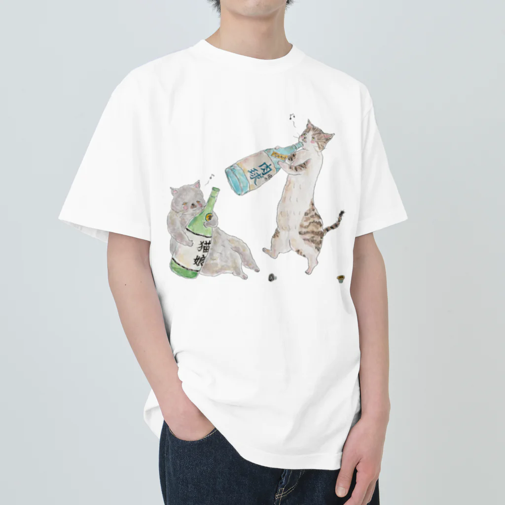 トコロコムギのべろべろにゃんこ ヘビーウェイトTシャツ