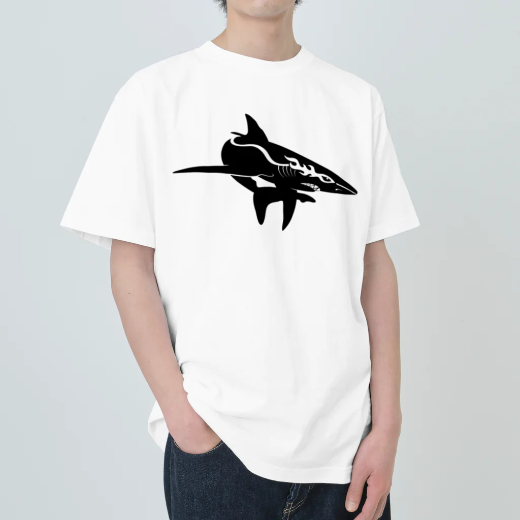 boldandnewのracing shark_No.002_BK ヘビーウェイトTシャツ