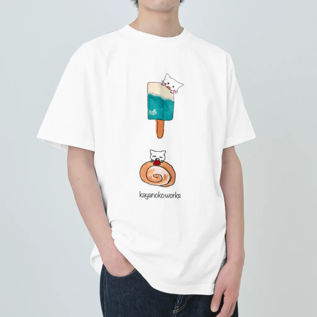 kayanoko worksの夏の猫ちゃん　（ソーダ） Heavyweight T-Shirt