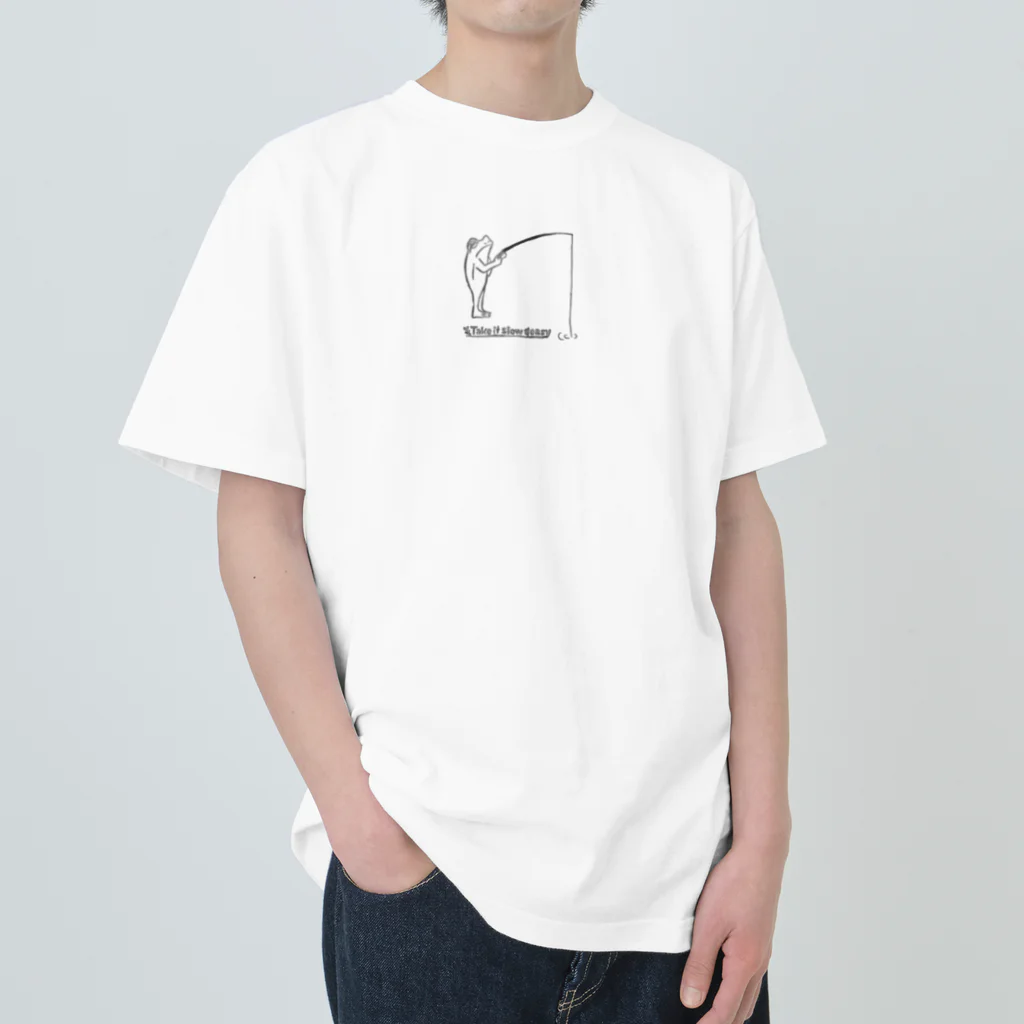 *＊ひかりはんこ工房＊*のTake_it_slow＆easy.　釣り師 ヘビーウェイトTシャツ