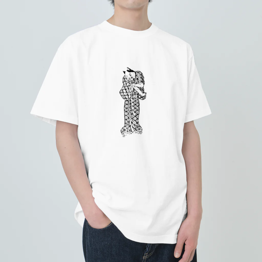 猫の浮世絵・草紙の様子をうかがうふく Heavyweight T-Shirt