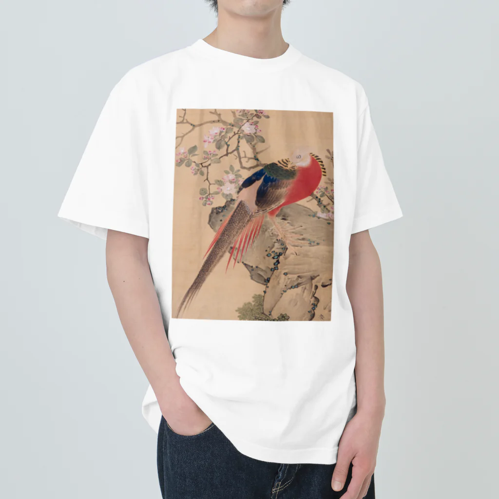寿めでたや(ukiyoe)の浮世絵 UKIYOE 円山応挙；金鶏 ヘビーウェイトTシャツ