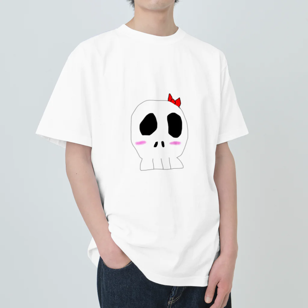 珠沙ฅ^•ﻌ•^ฅの照れ顔ドクロちゃん/// ヘビーウェイトTシャツ