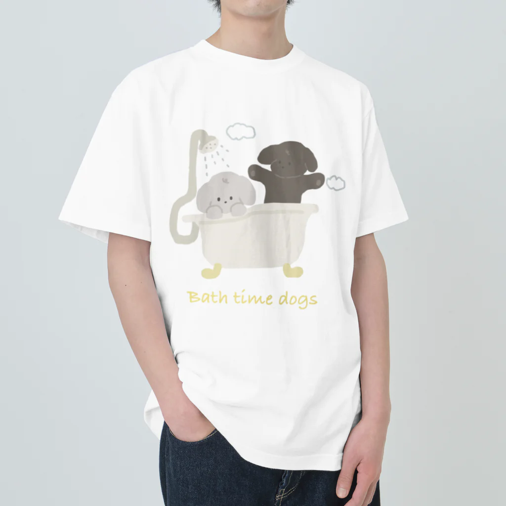 wanko_diaryのBath time dogs Heavyweight T-Shirt