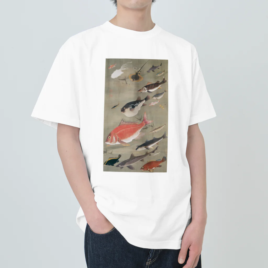 世界の絵画アートグッズの伊藤若冲《群魚図（鯛）》 ヘビーウェイトTシャツ