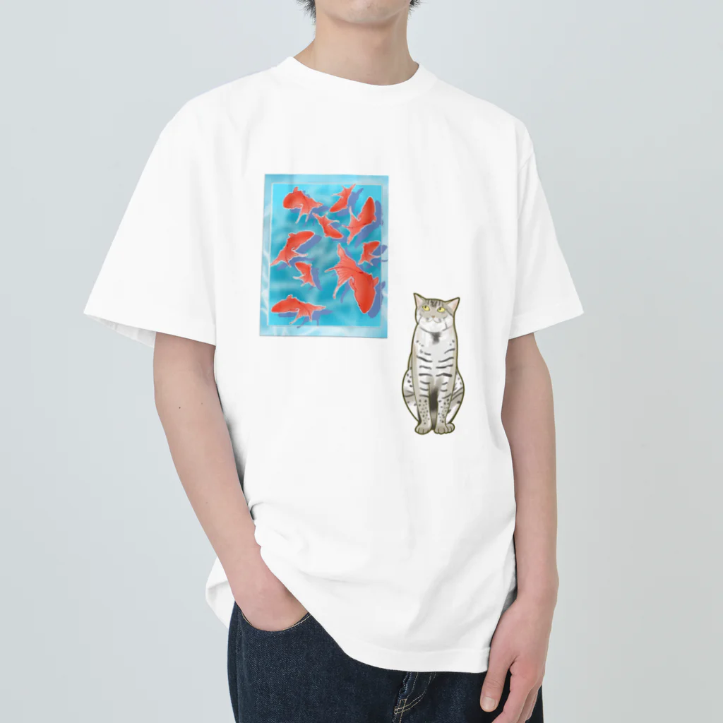 いろはにゃんこ堂の金魚をガン見するスナドリネコさん Heavyweight T-Shirt