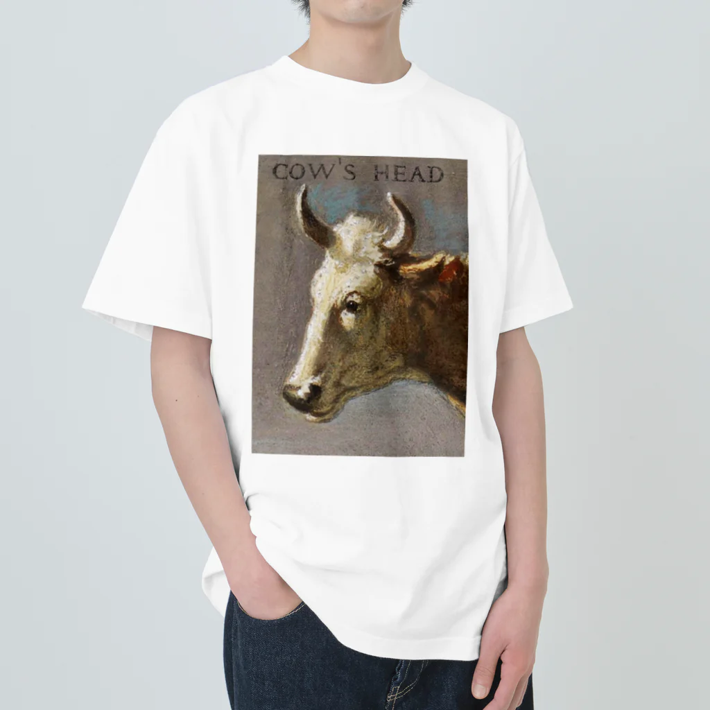 PALA's SHOP　cool、シュール、古風、和風、のcow's head 1 ヘビーウェイトTシャツ