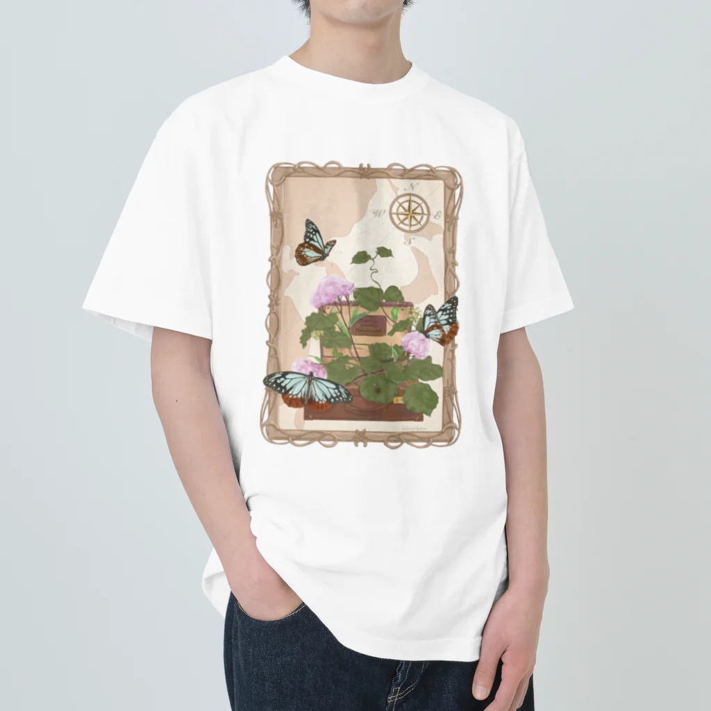 kitaooji shop SUZURI店のTraveling butterfly Heavyweight T-Shirt