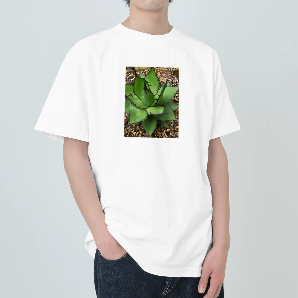 シアン猫の植物図鑑のアガベ ホリダ(加工Ｖｅｒ．) ヘビーウェイトTシャツ