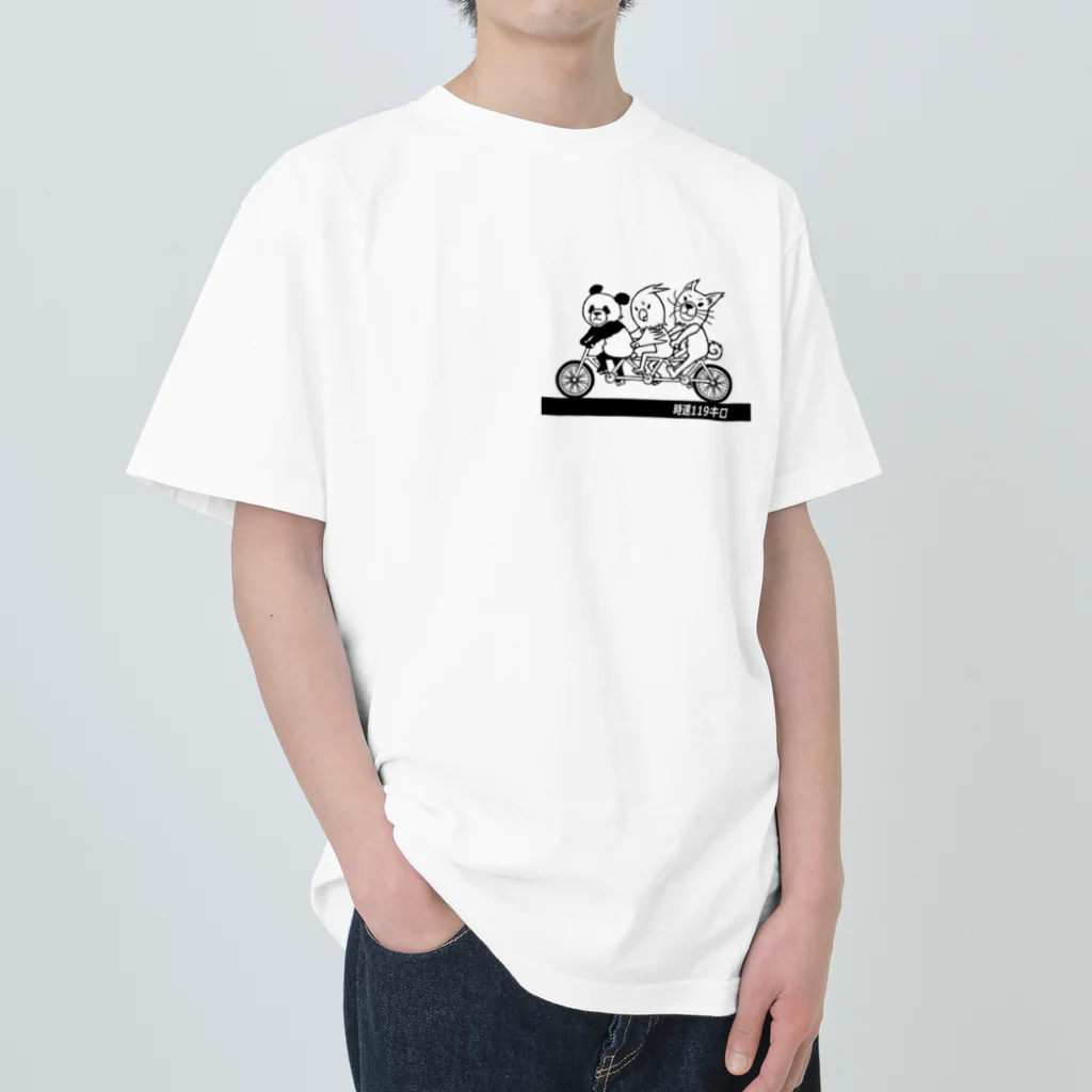 白黒迷彩の３連チャリンコ Heavyweight T-Shirt