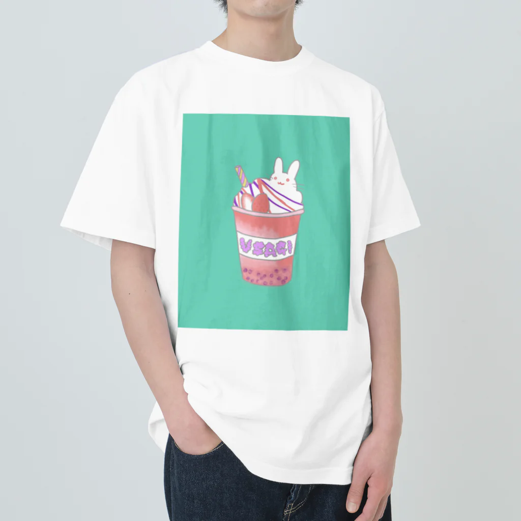 ウサトリエのうさぎcafeーいちごー ヘビーウェイトTシャツ