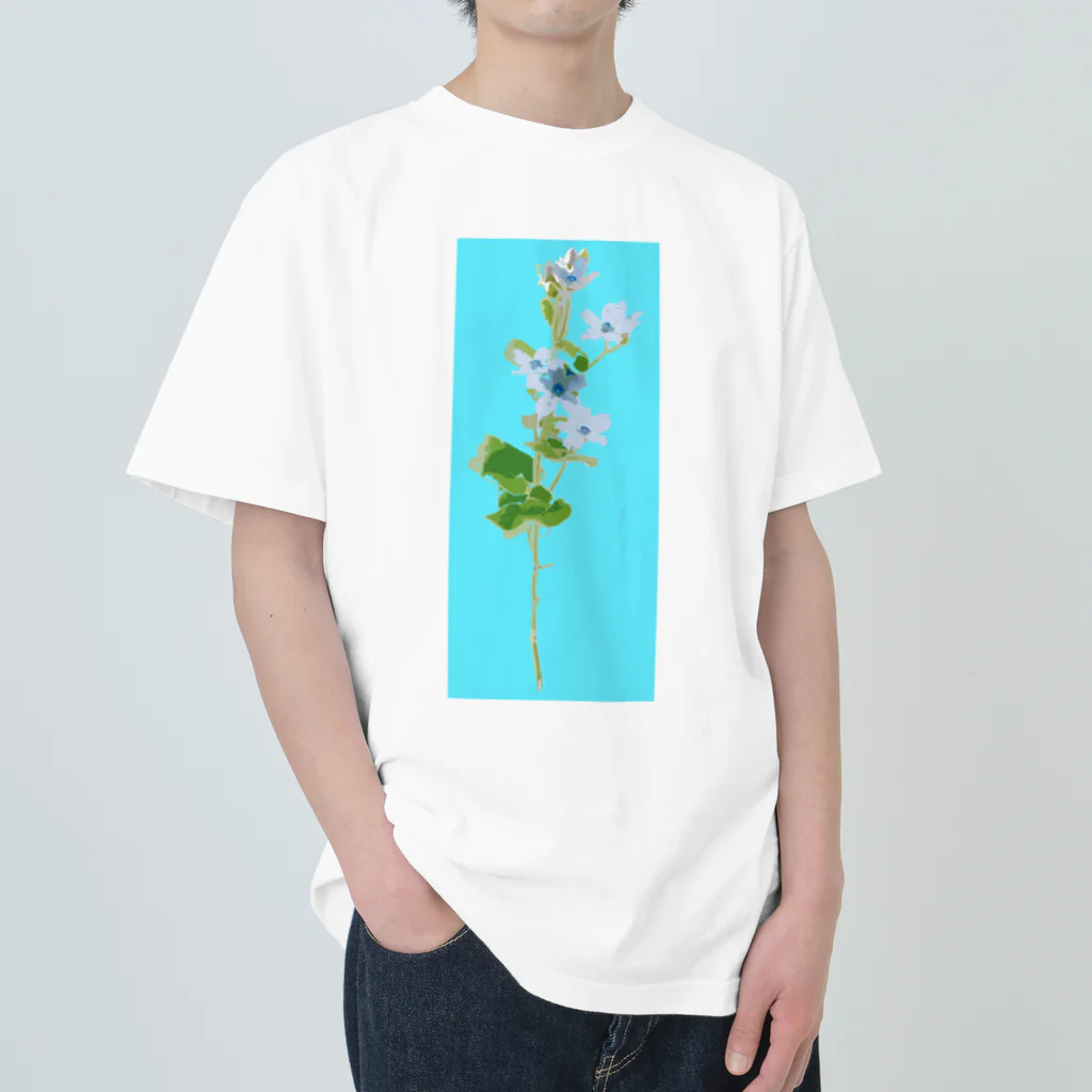 shi-chi Labo graph(詩一）のブルースター(青背景) ヘビーウェイトTシャツ