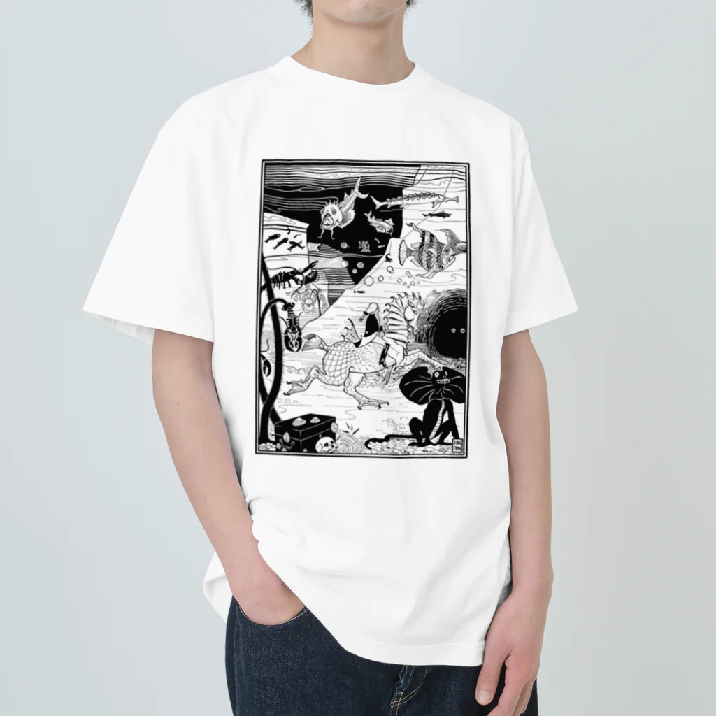 Saza-nami Antique designの深海王国・ブラックライン ヘビーウェイトTシャツ