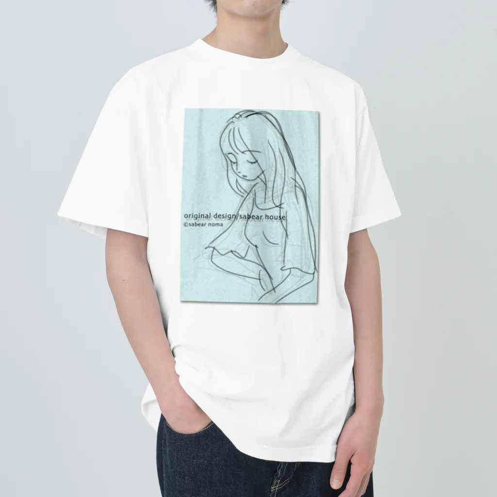 obosa_DENS/SABEAR_shop ＠SUZURIのrough drawing girl-1_ウェア ヘビーウェイトTシャツ