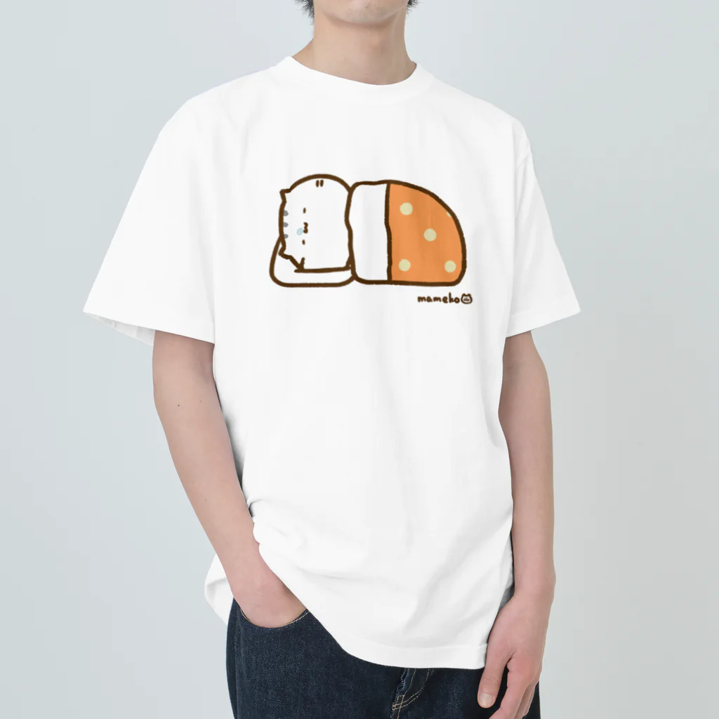 まめこ'ずショップの寝るねこ ヘビーウェイトTシャツ