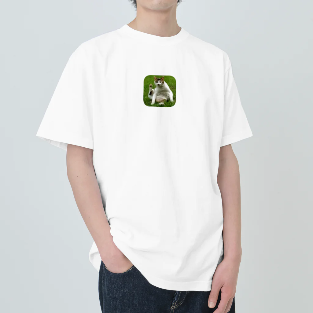 nekousagi*∩..∩のトラミ兄ちゃん右足上げてます【nekousagi*∩..∩ロゴ入り】 ヘビーウェイトTシャツ