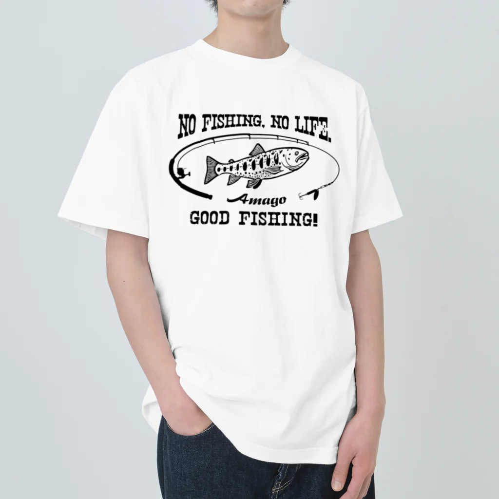 猫と釣り人のアマゴ_8K Heavyweight T-Shirt