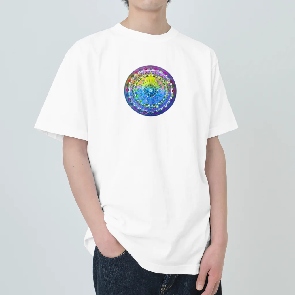 💖宇宙整体♪🌈♪こころからだチャンネル♪💖のFlower of Life STAR rights ヘビーウェイトTシャツ