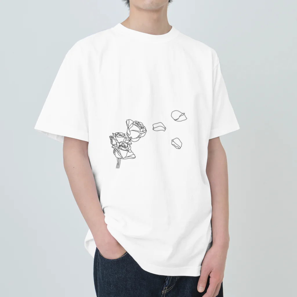 J's egg gardenの植物シリーズ　バラ　－花びら－ ヘビーウェイトTシャツ