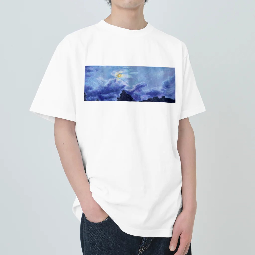 ハタヨシユキのJune.12.19:45.暮れの月 ヘビーウェイトTシャツ