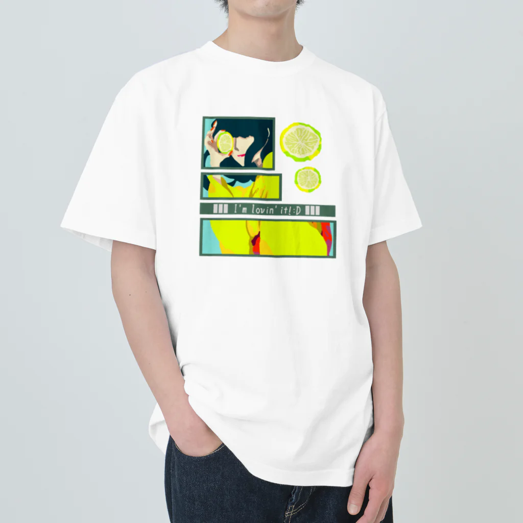 GOODS SHOP【そぞろな小窓】 SUZURI店の【I'm lovin' it! :D -lemon-】 ヘビーウェイトTシャツ