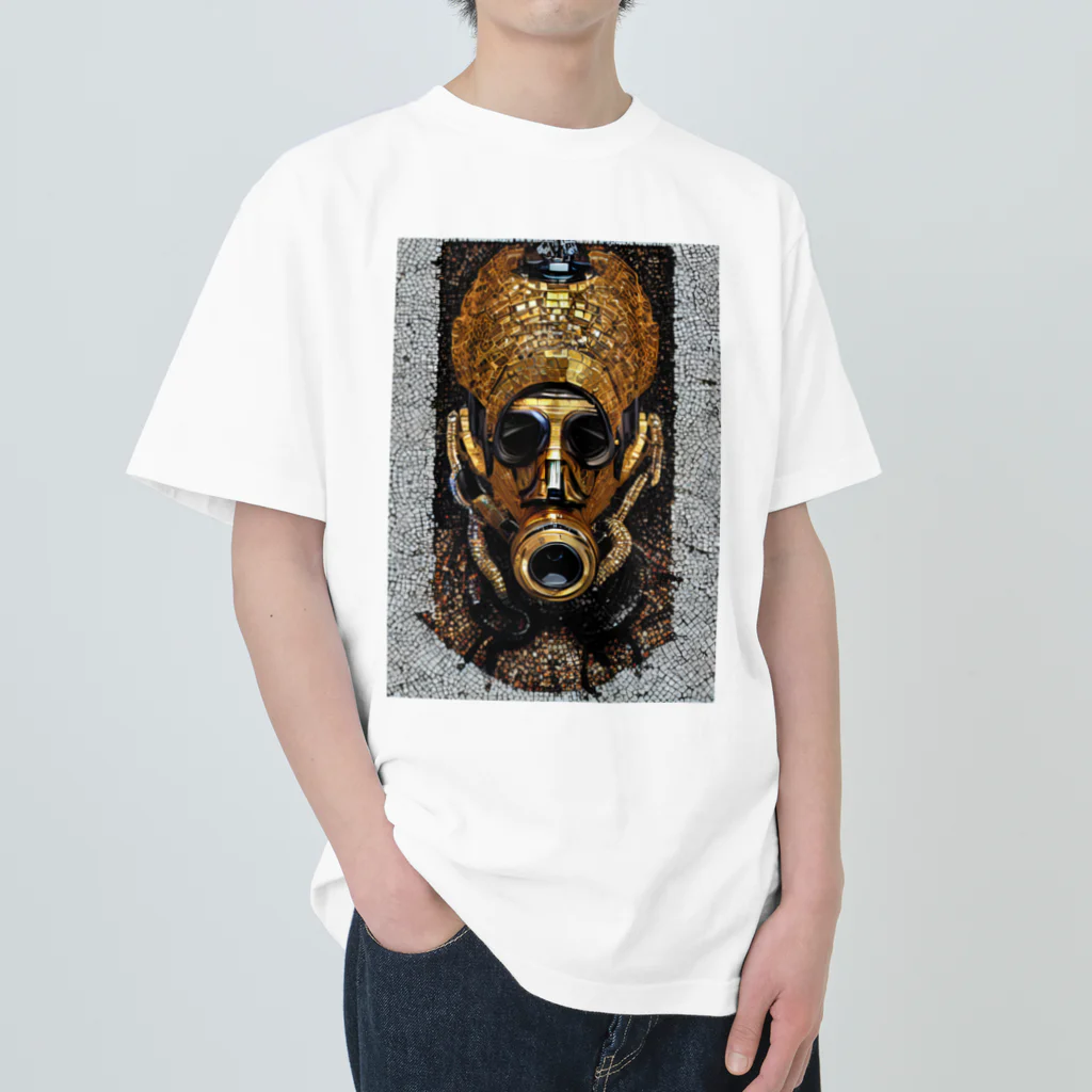 D-MALIBUのガスマスクをする古代ファラオのモザイクアート ヘビーウェイトTシャツ