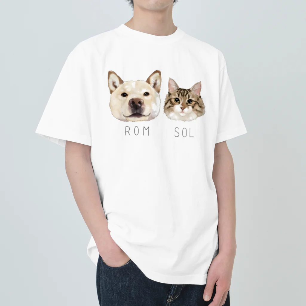 みきぞーん｜保護猫 ミッキー画伯と肉球とおともだちのrom & sol Heavyweight T-Shirt