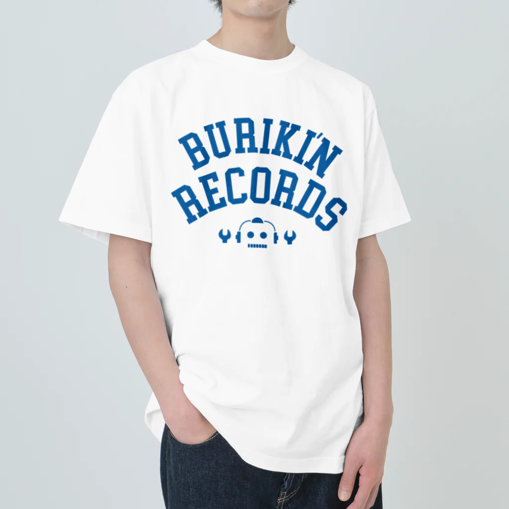 BURIKI'N RECORDSのブリキン定番ロゴ(スモーキーブルーロゴ) Heavyweight T-Shirt