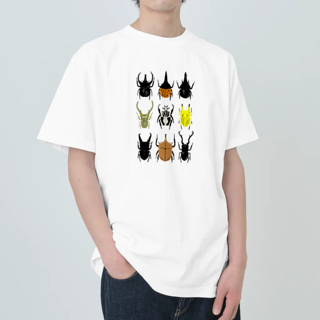 🐝KontyuMamaの世界のカブトムシクワガタ ヘビーウェイトTシャツ